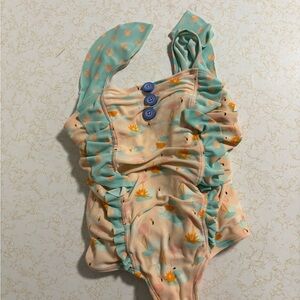 Matilda Jane Blue and Cream flamingo One Piece Swimwear